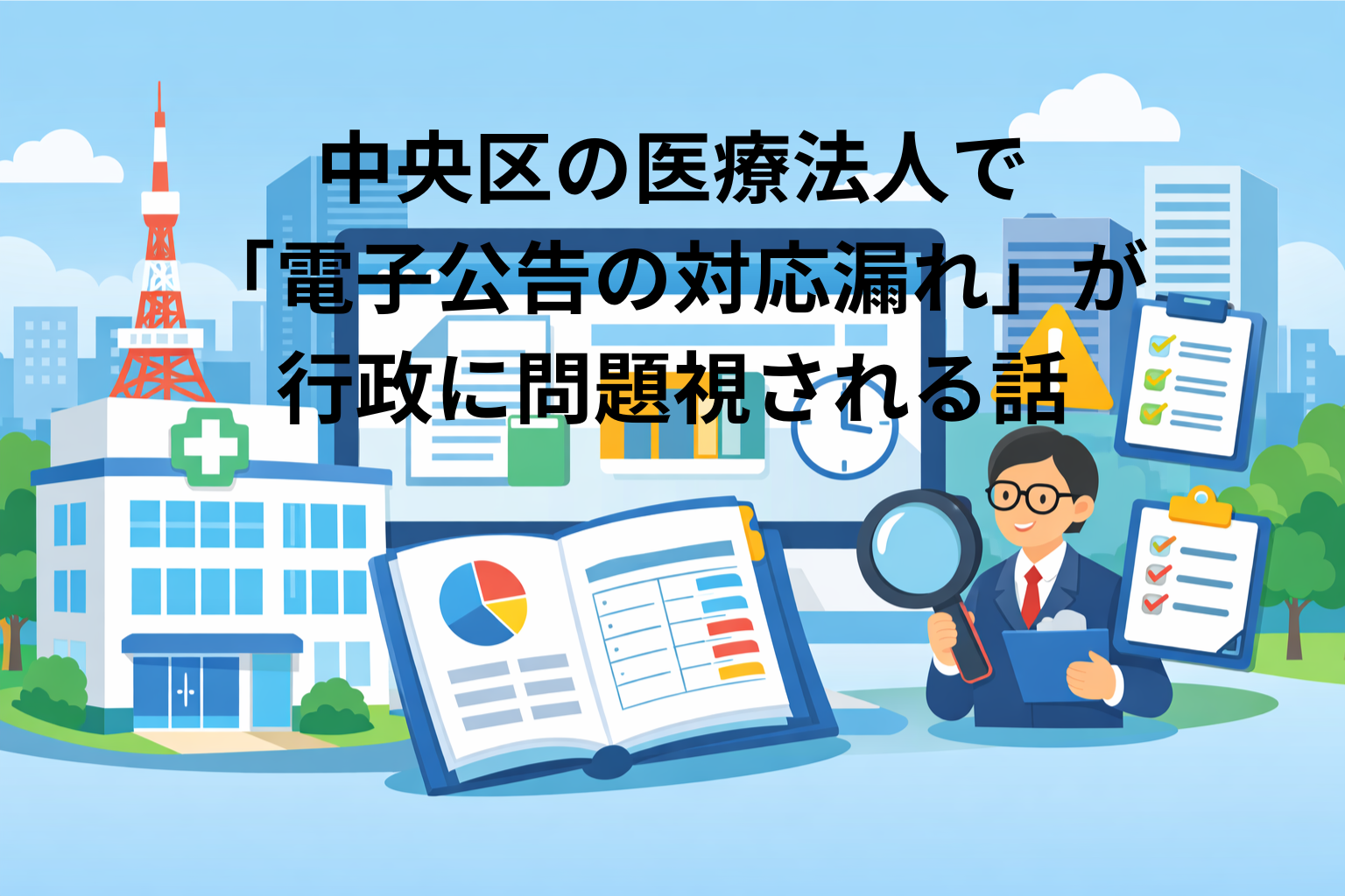 中央区の医療法人で「電子公告の対応漏れ」が行政に問題視される話