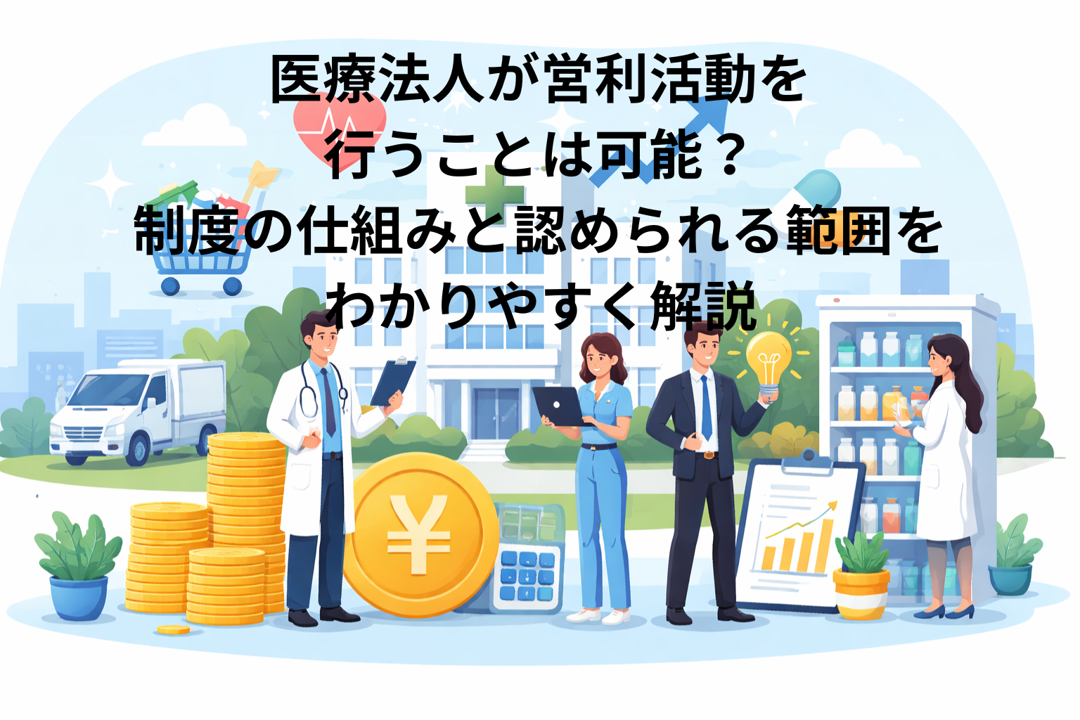医療法人が営利活動を行うことは可能?制度の仕組みと認められる範囲をわかりやすく解説 医療法人が営利活動を行うことは可能?制度の仕組みと認められる範囲をわかりやすく解説